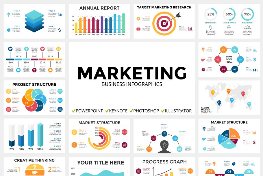 市场营销信息数据图表幻灯片设计素材 MARKETING – Free Updates插图