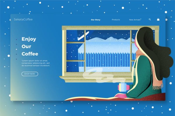 咖啡品牌网站Banner&amp;着陆页页