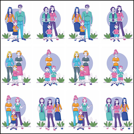 9款家庭成员和睦家庭插画16图库网