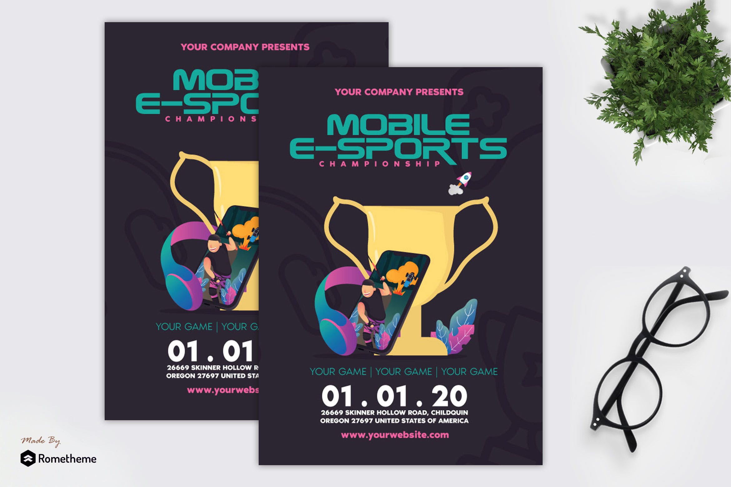 手机游戏电子竞技赛海报PSD素材16图库精选设计模板 Mobile e-Sports Championship – Flyer GR插图