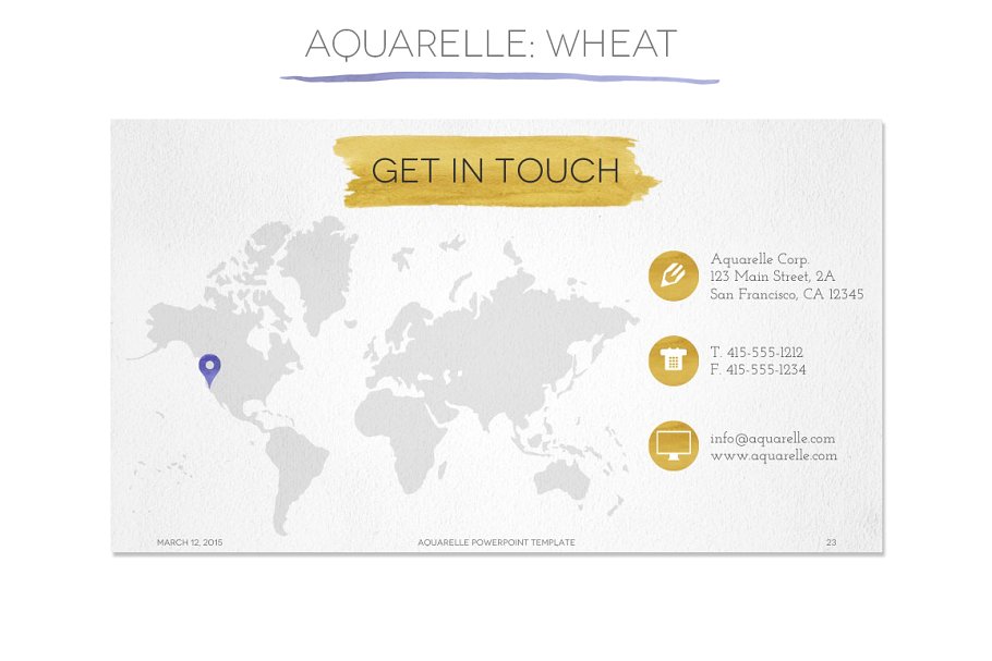 透明水彩画风格PPT幻灯片模板 Aquarelle Powerpoint Template插图(2)