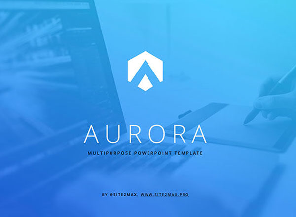 蓝色系免费ppt模板 “Aurora” fre