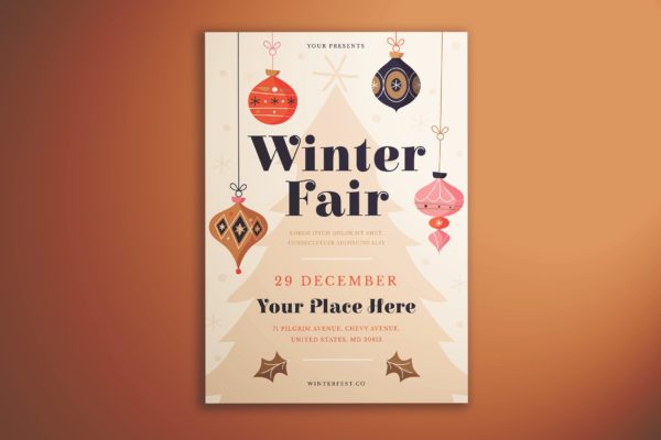 冬季博览会传单设计模板 Winter Fa