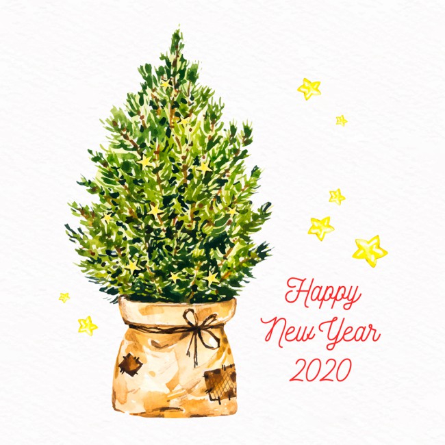 2020年创意新年松树矢量素材16图库