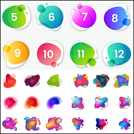 8套彩色液态横幅贴图标签16图