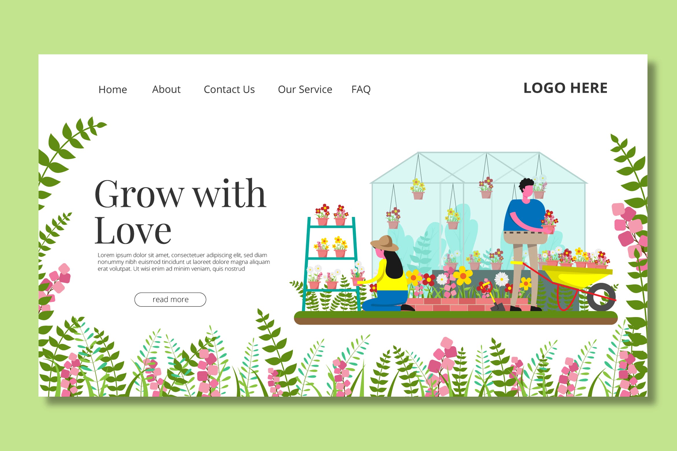 温室花园主题网站着陆页设计16图库精选模板 Gardening – Landing Page插图