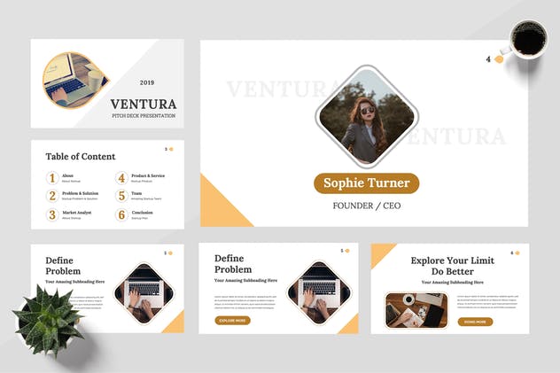初创项目路演PPT幻灯片演示模板 Ventura – Startup Powerpoint Presentation插图(1)