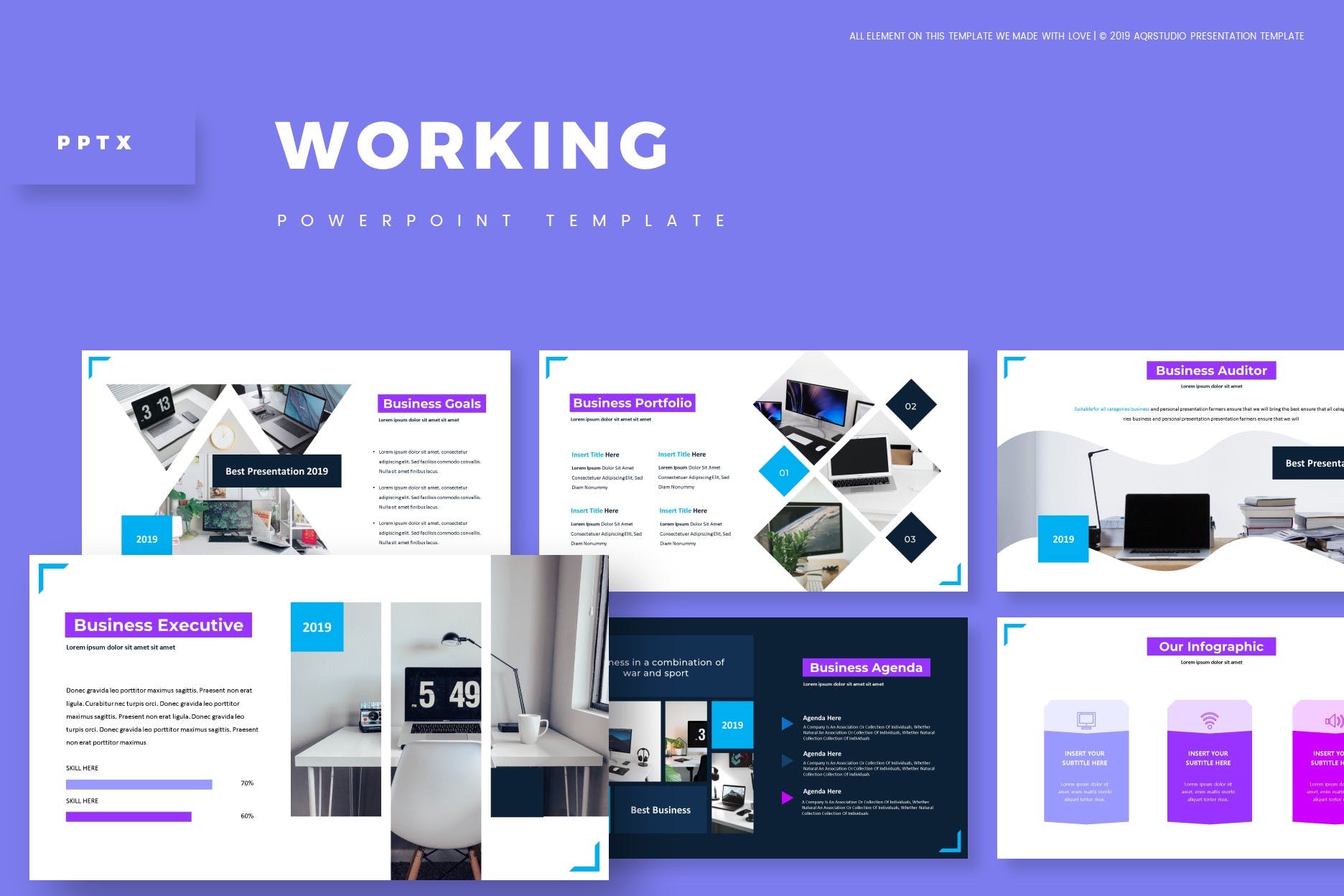 众创空间商业计划书PPT幻灯片模板 Working – Powerpoint Template插图